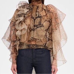 NWT Zimmermann Memento Ruffle Silk Blouse